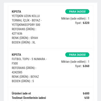 Para İadesi Yapılsın Decathlon