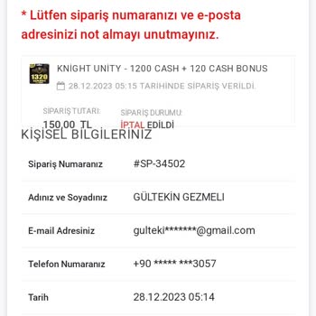 Knight Unity Gültekin G****** Cash Gelmedi