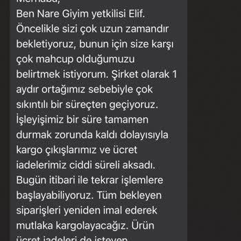 Nare Giyim Para İadesi Yapmıyor
