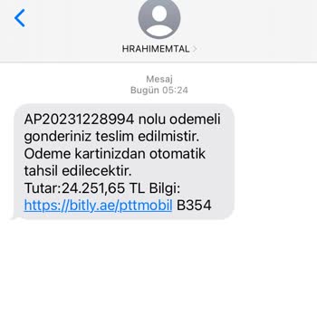 Hrahımemtal (SMS) Bilinmeyen Kargo Şirketi