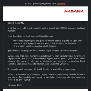 Akbank Axess Kredi Kartı Üyelik Ücreti