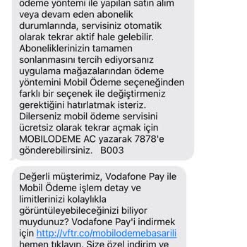 Vodafone Pay Sürekli Faturama Ücret Yansıtıyor.