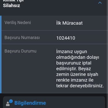e-Devlet (Turkiye.gov.tr) Özel Güvenlik Kimlik Kartı Başvurusu
İptal Edildi