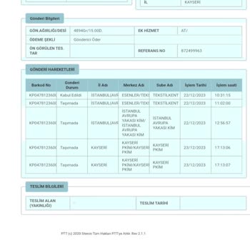 PTT Kargo Kargom Dağıtıma Çıkarılmıyor