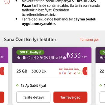 Vodafone Yüksek Tarife Fiyatı