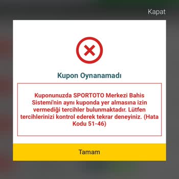 Nesine 51-46 Hata Kodu