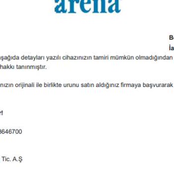 Elektromanya-Arena Garanti Değişim Yapmamak İçin Beni Oyalıyor