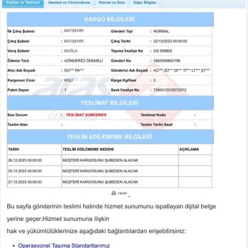 Aras Kargo Kargomu Dağıtıma Çıkarmıyor