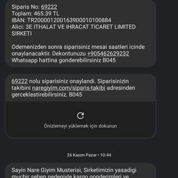 Nare Giyim Ürünleri Göndermiyor Ve İade Yapmıyor