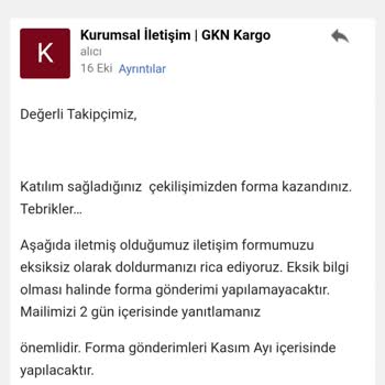 GKN Kargo 100. Yıl Forma Çekilişi