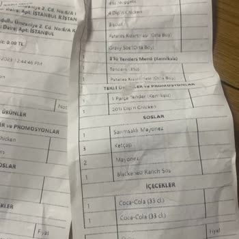 Metrogarden Popeyes Yemeksepeti Eksik Sipariş Gönderimi