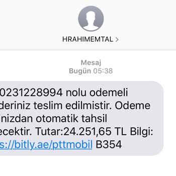 PTT Kargo PTT Sahte Mesaj Mağduriyeti