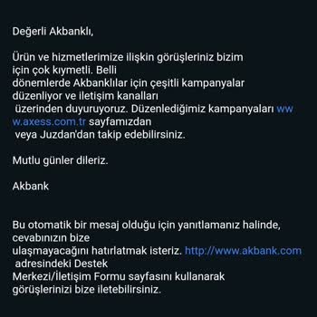 Akbank Problemi Çözmek Yerine Alakasız Otomatik Cevap Vermesi