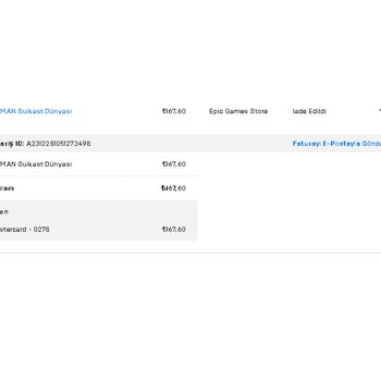 Epic Games Hadi İade Param Yatmadı
