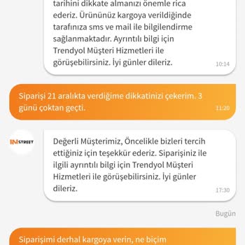 In Street Siparişimi Kargoya Vermiyor, Trendyol Da Sallamıyor.