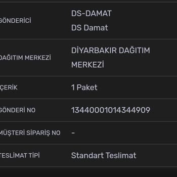 DS Damat Siparişim Kargom Sende Tarafından Teslim Edilmiyor!