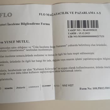FLO Ayakkabı Garantiye Giden Ayakkabının Değişiminin Olmaması