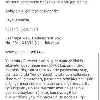 Yemeksepeti Online Ödeme Sorunu Ve Sorumsuzluğu