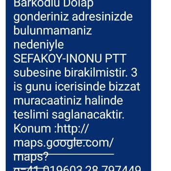 PTT Kargo Kargo Adreste Olduğum Halde PTT Şubesine Bırakılmış