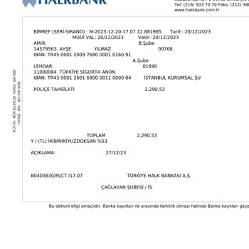 Halkbank Talep Dışında Sigorta Poliçesi