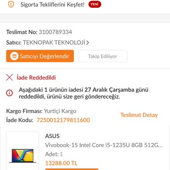 Trendyol'da İade Almayan Hatalı Ürünü Gönderip İkinci El Oldu Diyor