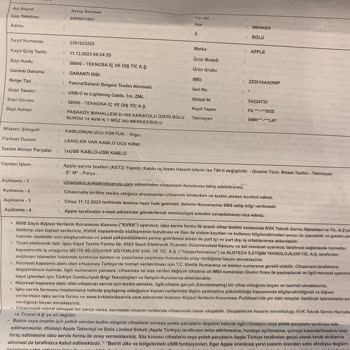 Teknosa Kısa Sürede Arızalanan Şarj Kablosu