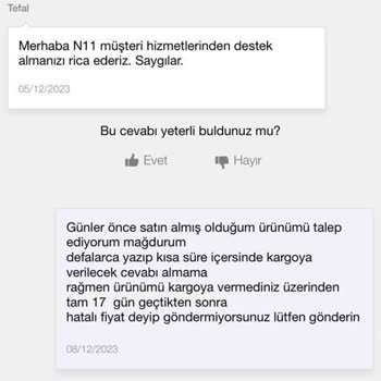 Tefal 1 Ay Boyunca Ürünü Göndereceğini Söyleyip Göndermeyip İptal Etti