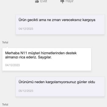 Tefal 1 Ay Boyunca Ürünü Göndereceğini Söyleyip Göndermeyip İptal Etti