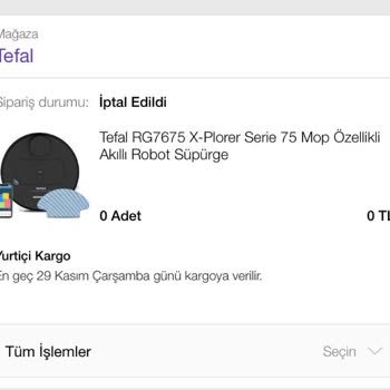 Tefal 1 Ay Boyunca Ürünü Göndereceğini Söyleyip Göndermeyip İptal Etti
