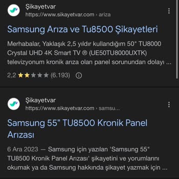 Samsung TU8500 Kronik Panel Arızası Ayıplı Ürün