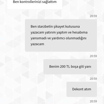 Starzbet Yatırım İptali Sonrası Destek Talebi