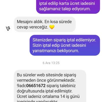 Vivense K. Karta İadeyi Yapmadı Paramı Vermiyor