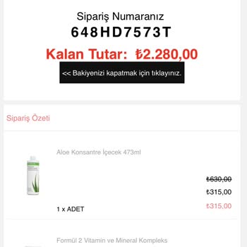 Herbalci.com İnternetten Sipariş Edilen Herbalife Ürünlerinin Eksik Teslim Edilmesi