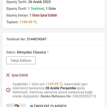 Altınyıldız Classics Trendyol Fiyat Değişikliği Müşteri Mağduriyeti