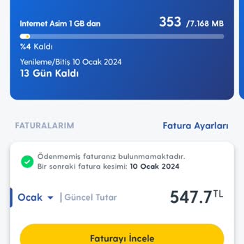 Turkcell Fahiş Fatura İle Karşı Karşıya Kaldım