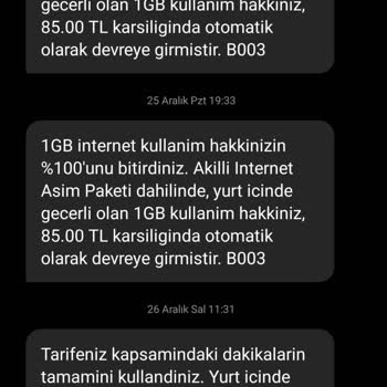 Vodafone Haksız Fatura Yükü Ve Otomatik Paket Yenilemesi