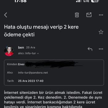 Pandora Mücevher Online Alışveriş Sitesinde Yaşanan Ödeme Sorunu