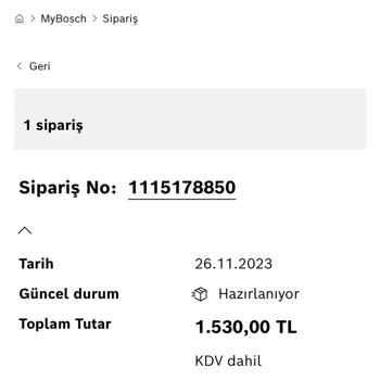 Www.bosch-home.com.tr Aldığım Ürün 1 Ayı Geçkin Süredir Gelmiyor.