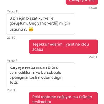 KFC Yemeksepeti Paragon Şubesi Üzerinden Yapılan Ve Ulaşmayan Sipariş
