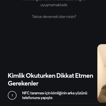 Nüfus ve Vatandaşlık İşleri T. C.'mi NFC Okumuyor