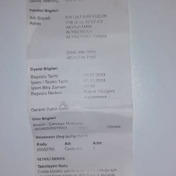 Bosch Çamaşır Makinesi Lastik Çürümesi