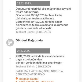MNG Kargo Çerkezköy Şubesi Dağıtım Sorunu