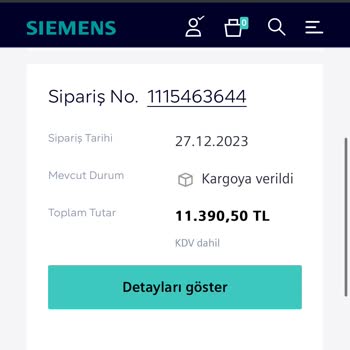 Siemens Online Mağaza Siparişi İptal Etmiyor.