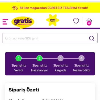Gratis Sipariş Gönderim Süresi