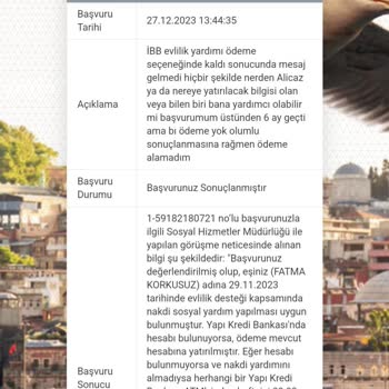 Yapı Kredi Bankası İBB Evlilik Desteği Ödemesi Hesapta Görünmüyor