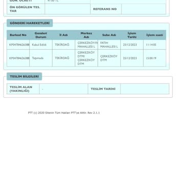 PTT Kargo Kargomun Durumu Hakkında Bilgi Alamıyorum