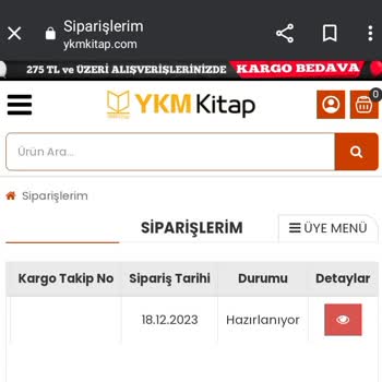 YKMkitap Sipariş İşleminin Gecikmesi Ve İptal Talebi