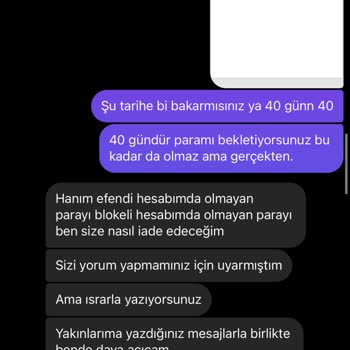 Angelbebe_tasarmm (Instagram) A******** Kendinden Kaynaklı Gecikmeli İade 1600paramı Ödemiyor.