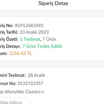 Trendyol'dan Aldığım Altınyıldız Ürünlerinden Yanlış Gönderim Şikayet