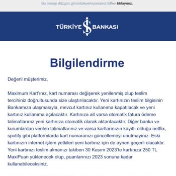 İş Bankası İptal Edilen MaxiPuan